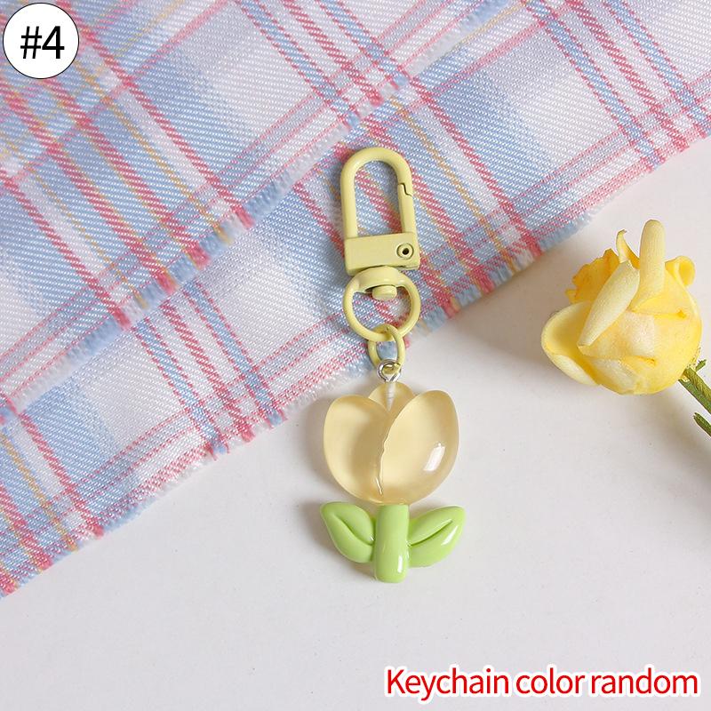 Lovely Sakura Flower Keychain Charm Cute Colored Transparent Flower Keychain Pendant Enamel Bag Hanging Pendent Charms Key Ring