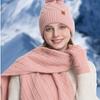3-PC Set Knitted Hat Scarf Gloves Three Piece Set Women's Winter Warm Knit Hat with Fleece Outdoor Cycling Ear Protection Knitted Hat with Yarn