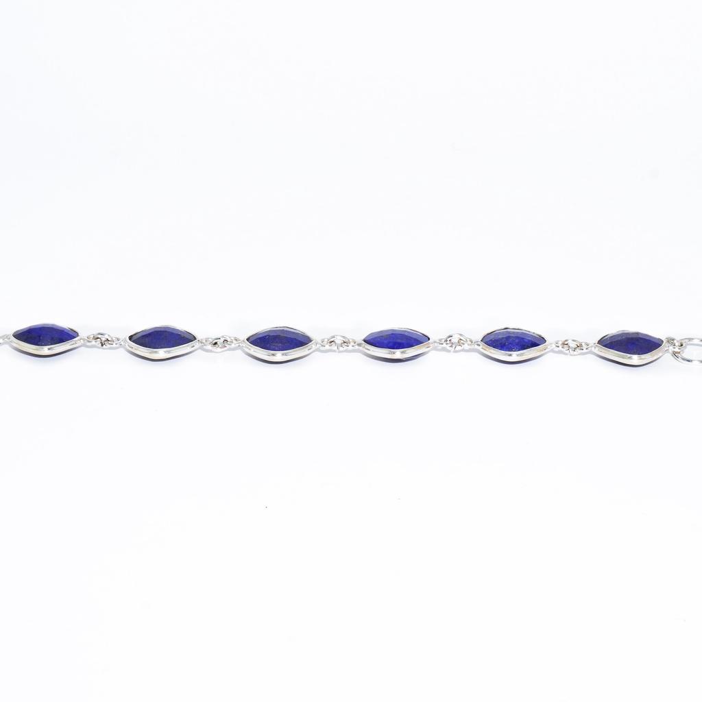 Lapis Lazuli Bracelet: Minimalist 925 Sterling Silver Gemstone Jewelry