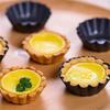 12-piece Egg Tart Mould 7.5cm Mini Cake Pan Carbon Steel Pancake Pan (Black)