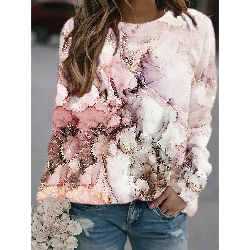 Marbling 3D Print Hoodie Women Y2k Hoodies Streetwear Sweatshirts Oversized O-Neck Pullovers Harajuku Tops Femme Woman Clothing