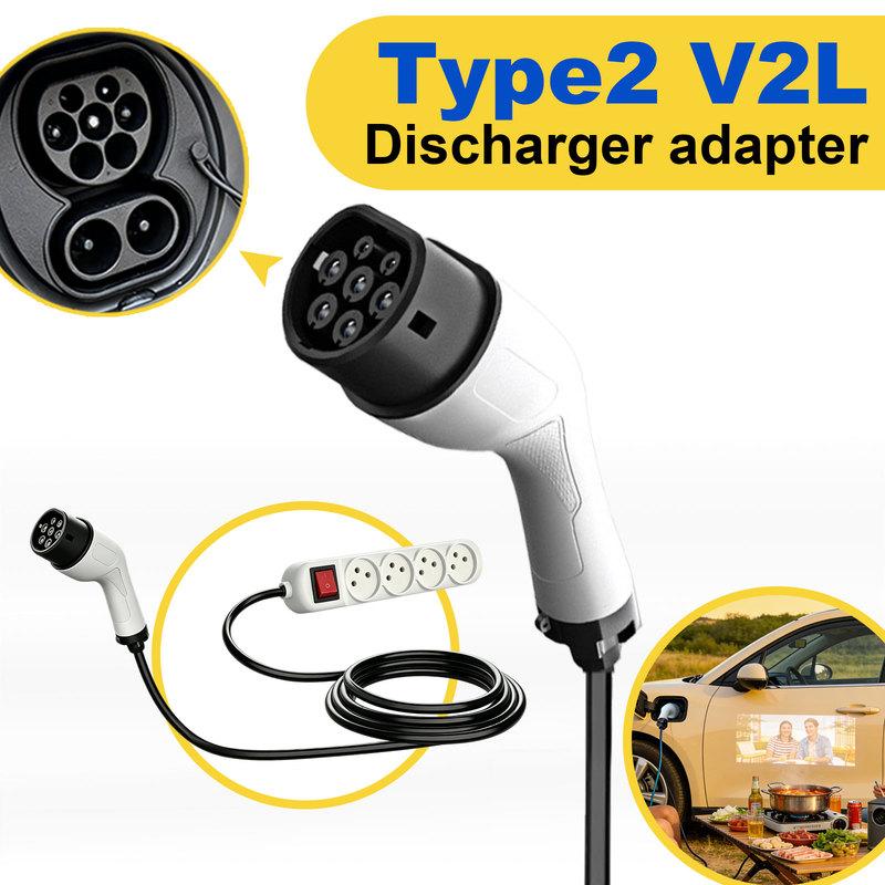 Type2 V2L Discharge Adapter Israel Socket EV to Outdoor Power Station forZEEKR GWM BYD MG LEAPMOTOR Jaecoo Geely EX5 Omoda Nammi