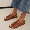 Fashion 2024 New Summer Women's Shoes Fashion Open Toe Solid Color Casual Large Size One-line Buckle Roman Women's Flat Sandals