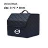 Car Trunk Organizer Storage Bag Portable Collapsible PU Leather Diamond Quilted Pattern Black Diamond For Volvo Auto SUV Sedan