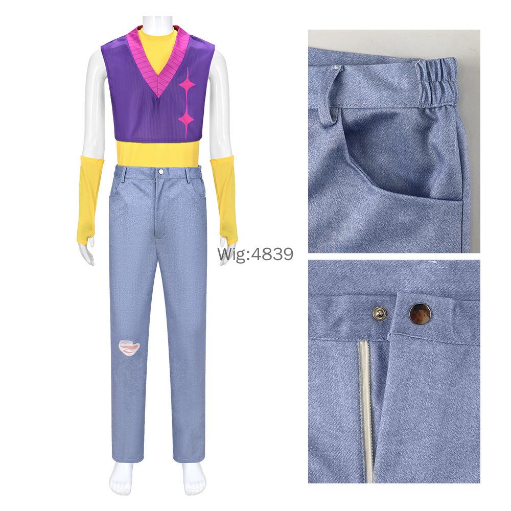 Anime Kpop Demon Hunters Saja Boys Group Mystery Cosplay Costume Wig Idol Purple Vest Top Pants Outfit Halloween Stage Clothing