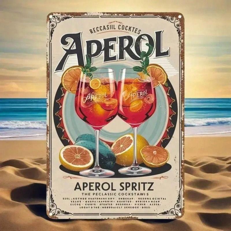 Винтажная металлическая вывеска Aperol Cocktail для настенного декора бара, кафе. Водонепроницаемая.