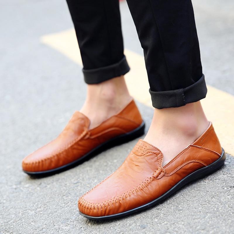 Casual Leather Shoes Men's Soft Bottom Non-slip Loafer Lazy Shoes Driving Shoes Middle-aged and Elderly Dad Shoes