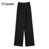 Fanzhen Women's High-Waist Wool Blend Wide-Leg Trousers