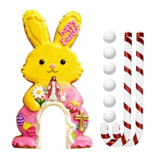 Набор для игры в пасхальный гольф Мини-трасса с кроликом, клюшка в виде леденца и мячи Забавная игра для вечеринки в помещении и на улице для детей, взрослых, семейное собрание, декор комнаты
