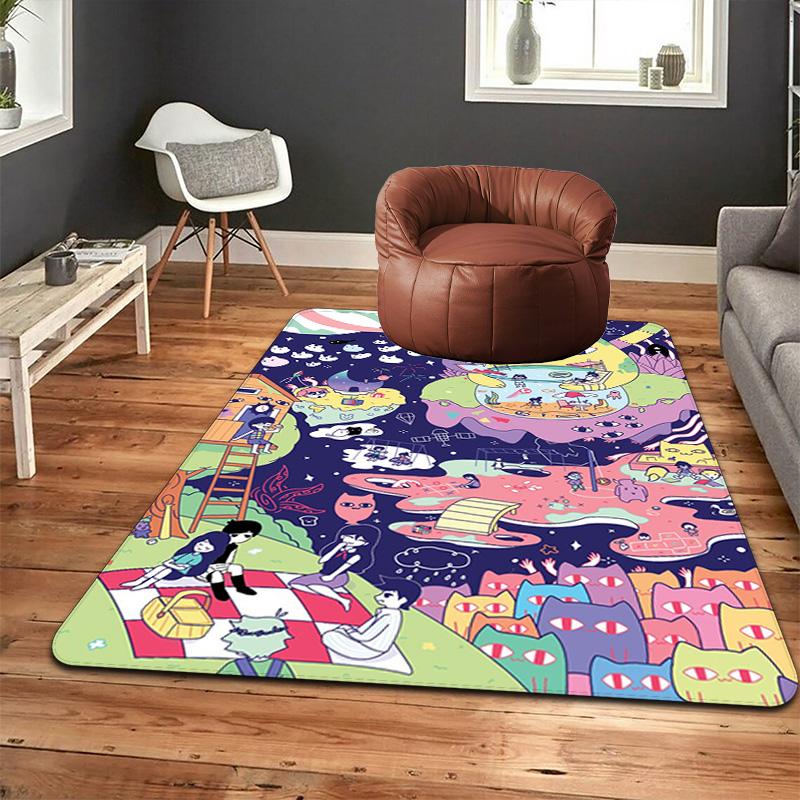 OMORI Theme Rug Floor Mat for Living Room or Bedroom Soft and Comfortable Carpet a Gift for Birthday and Holiday.