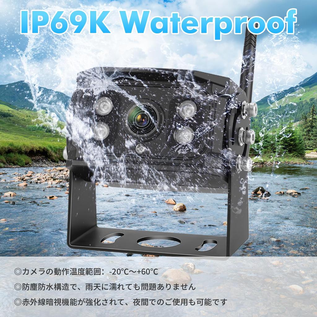 Hizenyo 1080P Беспроводной Комплект Монитора Камеры Заднего Вида с 24В Монитором Заднего Вида IPS LCD с Двумя Раздельными Экранами Цифровой Совместимый с 12В до IP68