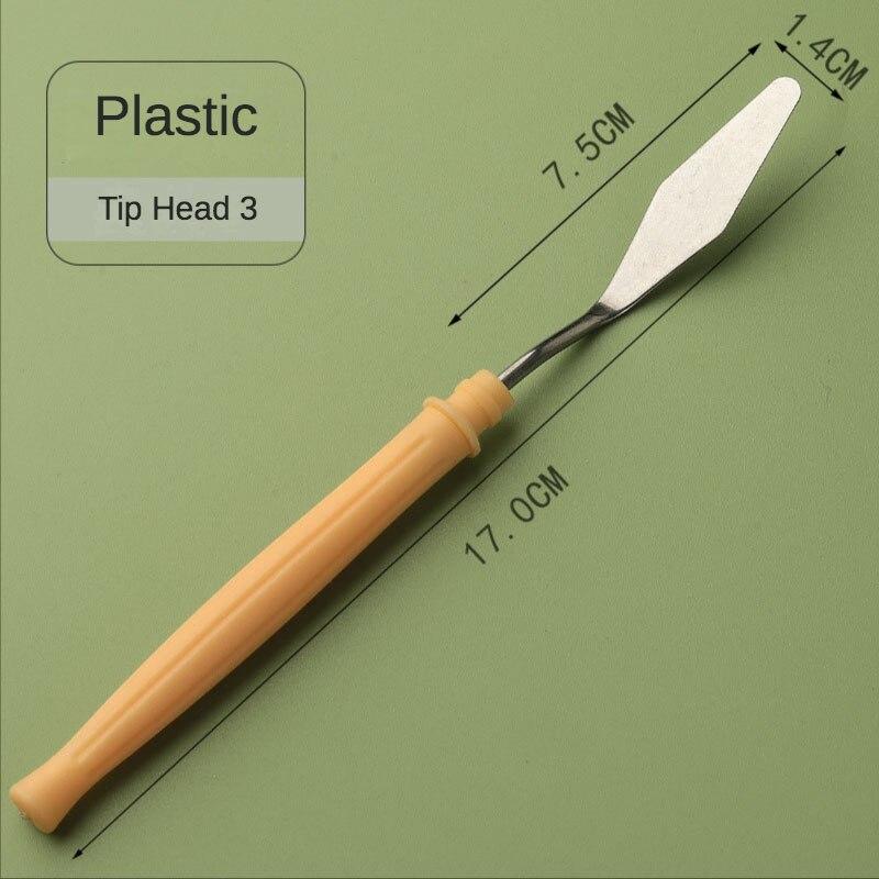 1 Pcs Student Art Oil Painting Scraper Wood Flat/Tip Head Stainless Steel Pick Knife Gouache Pigment Pointed Color Mixing Shovel