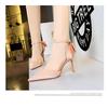 Bigtree Sexy High Heels 8cm Women's Silk Shallow Mouth Pointed Head Straight Line Sandals with Bowknot