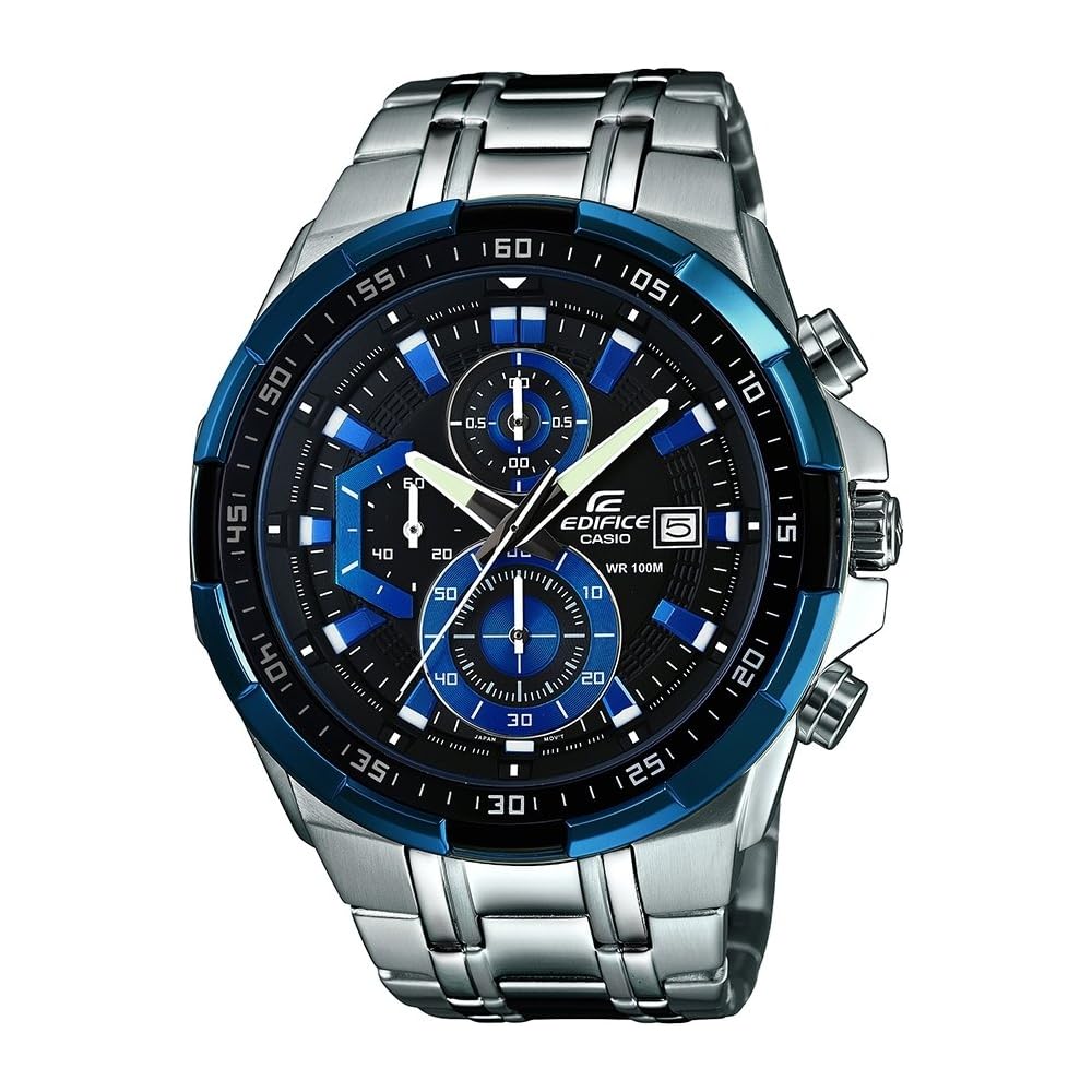 Casio Edifice Quartz Men's Watch EFR-539D-1A2V Black Blue Stainless Steel 100m Water Resistant