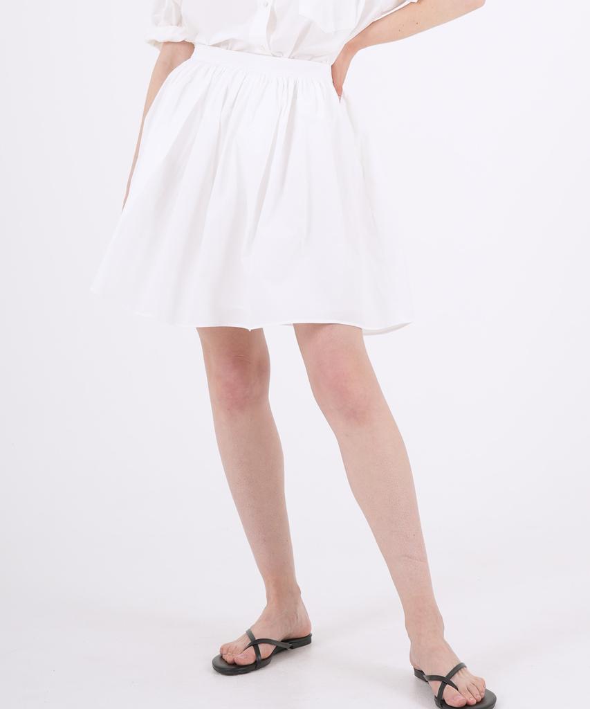 A Bon Cotton Pleated Mini Skirt Ivory