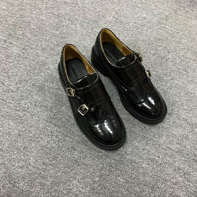 Найди второй волосок! Модные универсальные новые британские лоферы Оксфорды на толстом каблуке с гравированной пряжкой miu, женские туфли из мелкой кожи