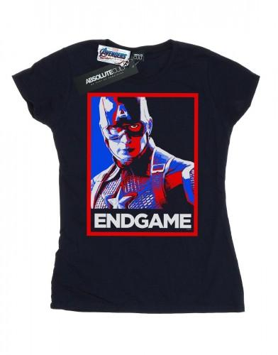 Marvel Womens/Ladies Avengers Endgame Captain America Poster Cotton T-Shirt