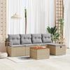 6-piece Garden Sofa Set with Beige Cushions Synthetic Rattan, 2-seater Garden Sofa with Storage 3360864
