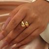 Vintage Smooth Water Droplet Opening Rings for Women Fashion Geometric Irregular Gold Silver Color Hug Ring Party Christmas Gift