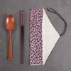Wooden Cutlery Sets With Spoon Fork, Environmentally Friendly, Travel Portable, Tableware, Chopsticks, Cloth Bag