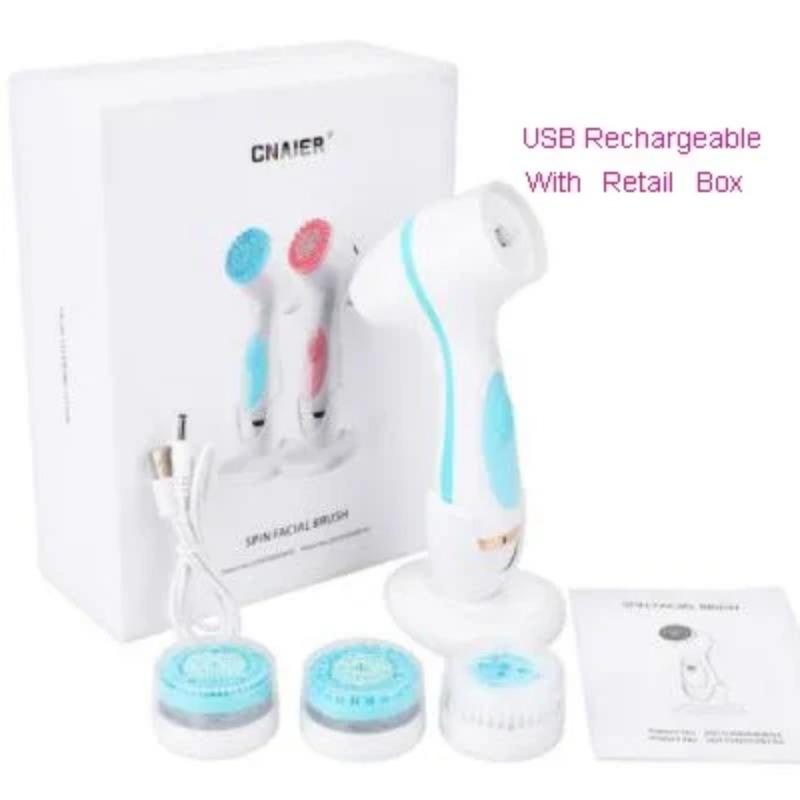 Силиконовая щетка для лица, водонепроницаемая электрическая щетка для очищения лица, очиститель кожи, отжим, глубокая очистка пор, удаление прыщей