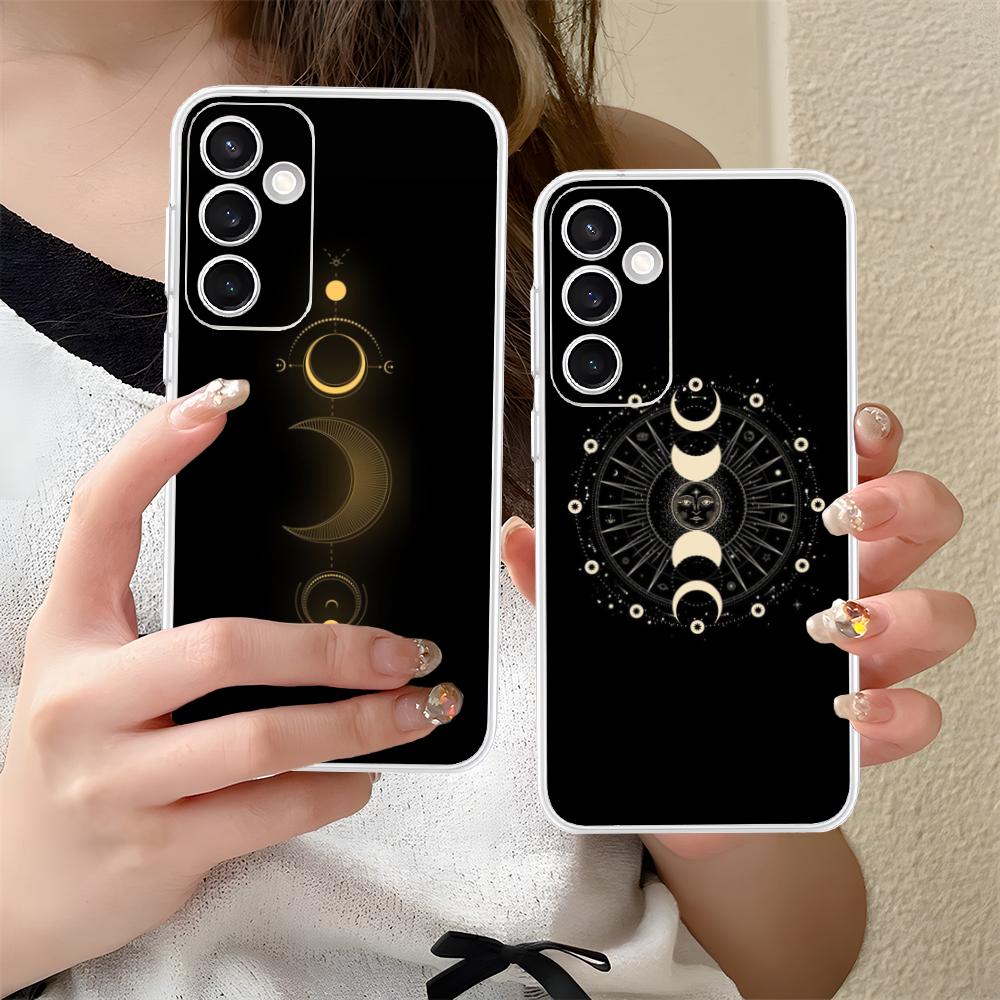 Sun Moon Mobile Cell Phone Case for Samsung Galaxy S25 S24 S23 S22 S21Plus FE Ultra Clear Colorful Cover Luxury Cellphones