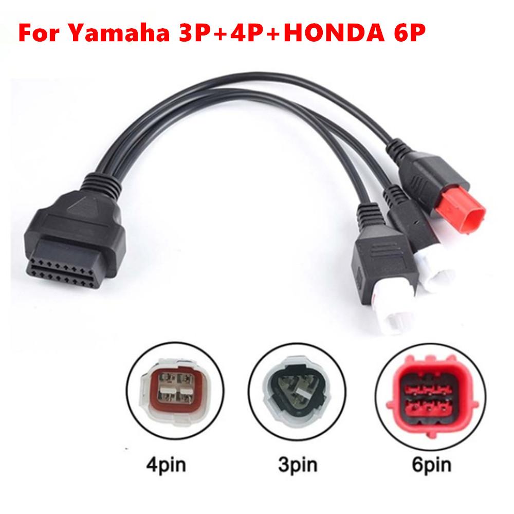 3 IN 1 Motorcycle Diagnostic Connector Cable For Yamaha 3pin 4pin for Honda 6pin OBD2 Cable Adapter OBD 2 Motor Extension Cable