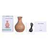 Hollow Wood Grain Aromatherapy Essential Oil Diffuser, 7-color LED Light 130ml Vase Air Humidifier