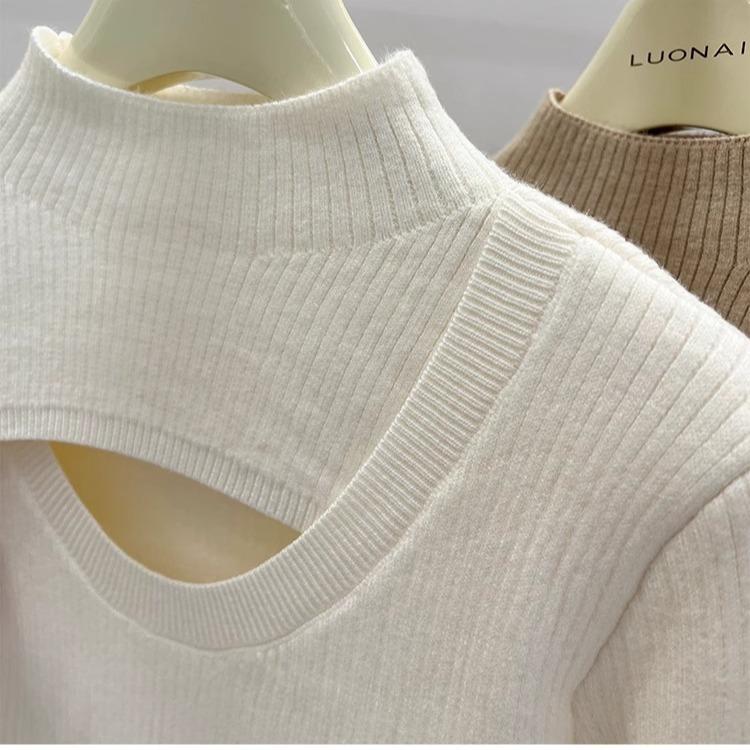 Женская осенне-зимняя плюс бархатная ажурная полуводолазка трикотажная кофта нижняя часть рубашки для женщин утолщенный теплый внутренний топ со средним воротником