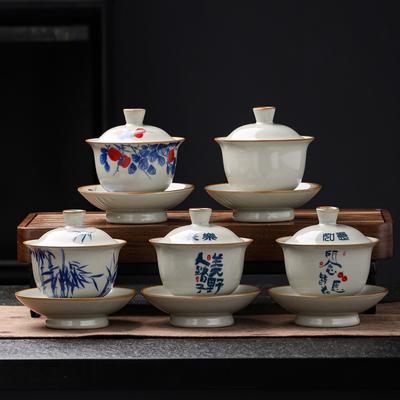 Чаша с крышкой Ruyao, чайный сервиз кунг-фу, керамическая большая чаша для приготовления чая, одна высококачественная чаша для чая