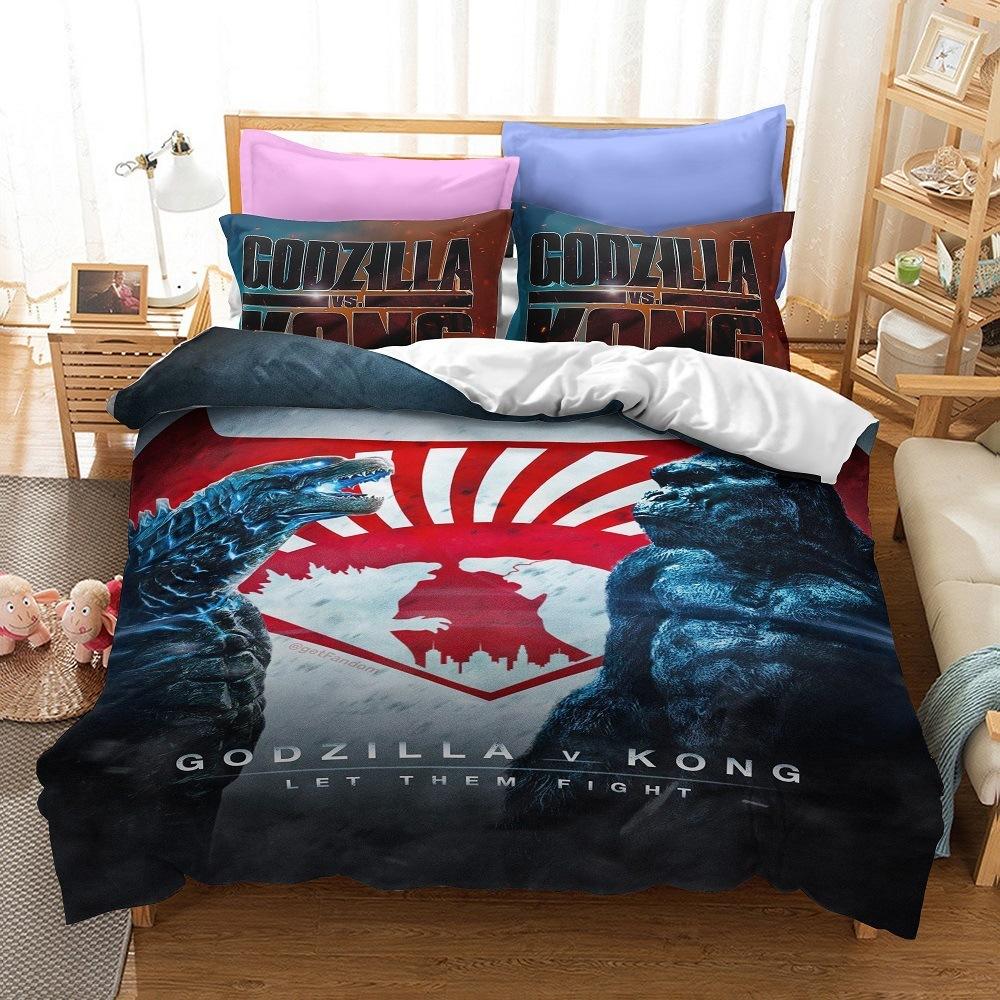 3D Printing Monsters G-Godzillas Bedding SetVS KingKongs Duvet Cover Set with Pillowcase 2/3pcs Quilt covers Twin Queen Single