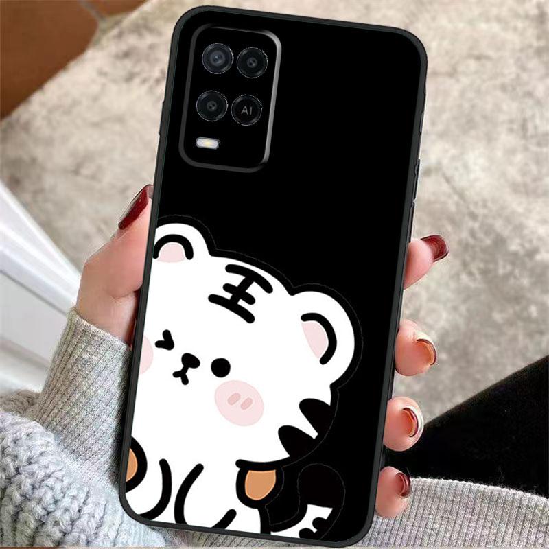 Забавный чехол с парой животных (кошки, собака, тигр) для Oppo A38 A74 A94 A54 A18 A58 A78 A98 A80 A60 A40 A96 A76 A16 A15 A17 A57 A77 A5 Pro
