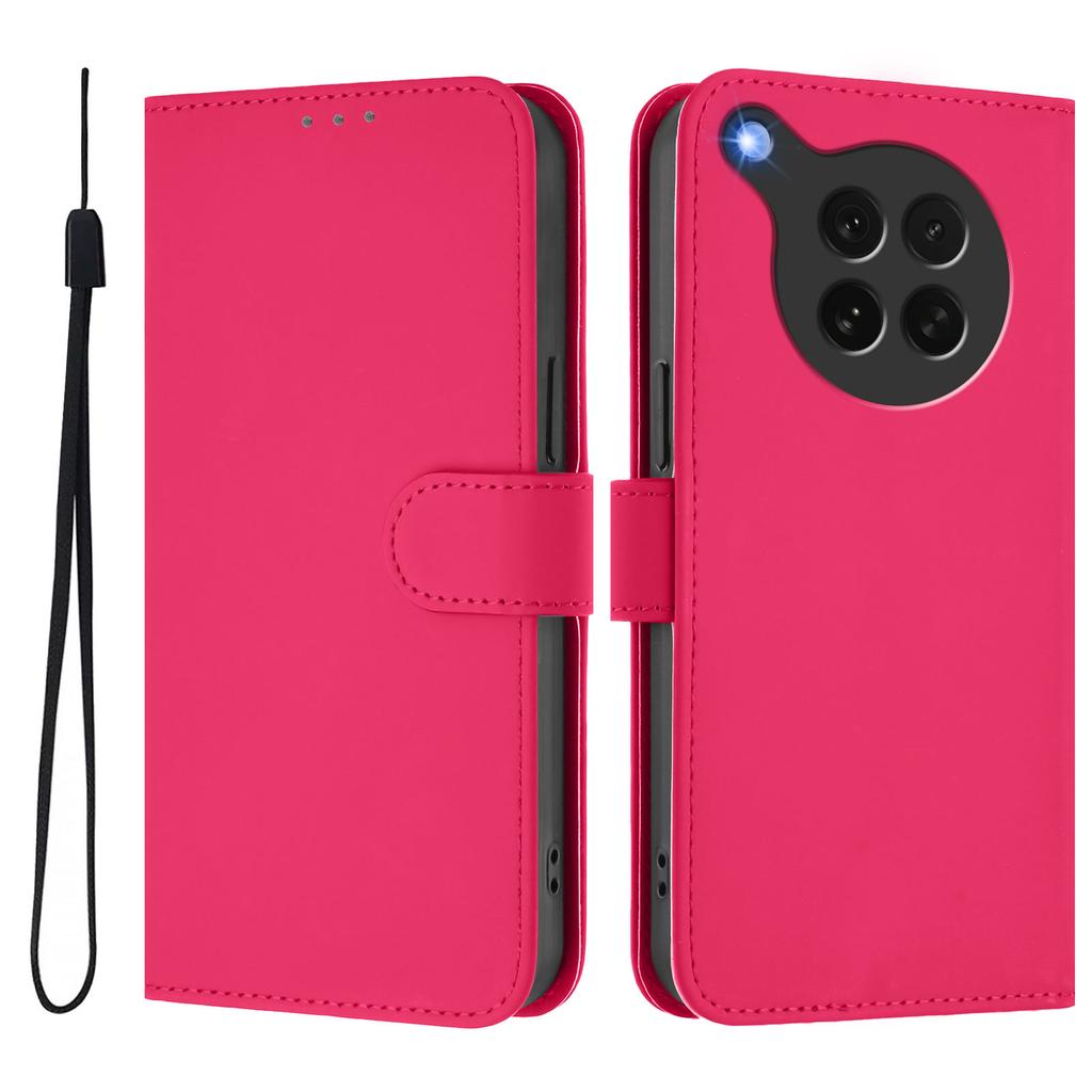 For Oppo Find X8s 5G Case Solid Color Wallet Leather Phone Cover with Strap