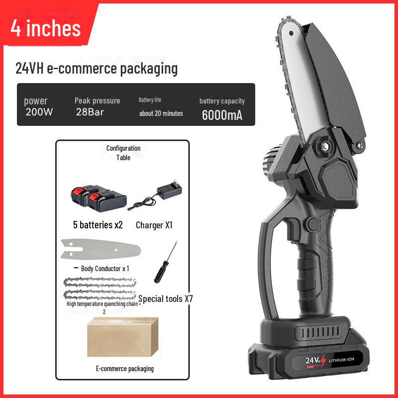 Аккумуляторная мини-электрическая пила для деревообработки — литиевая, для работы одной рукой, беспроводная, для домашнего хозяйства и лесозаготовок на открытом воздухе.