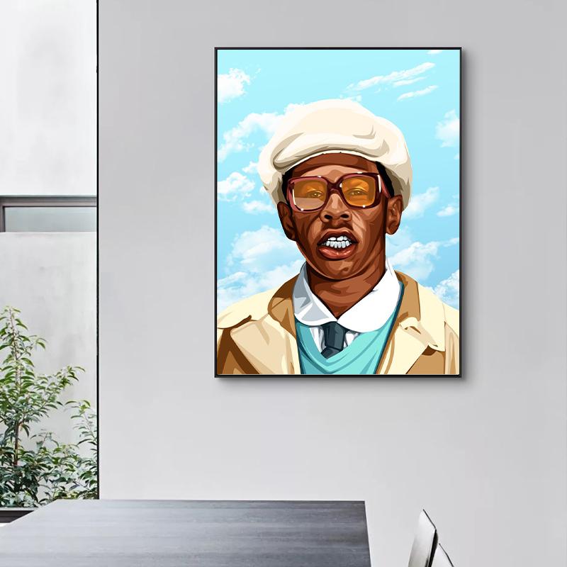 Рэпер Звезда Тайлер Создатель Цветочный мальчик Музыкальный постер Холст Картина Эстетическое настенное искусство для бара Кафе Комната Украшение дома