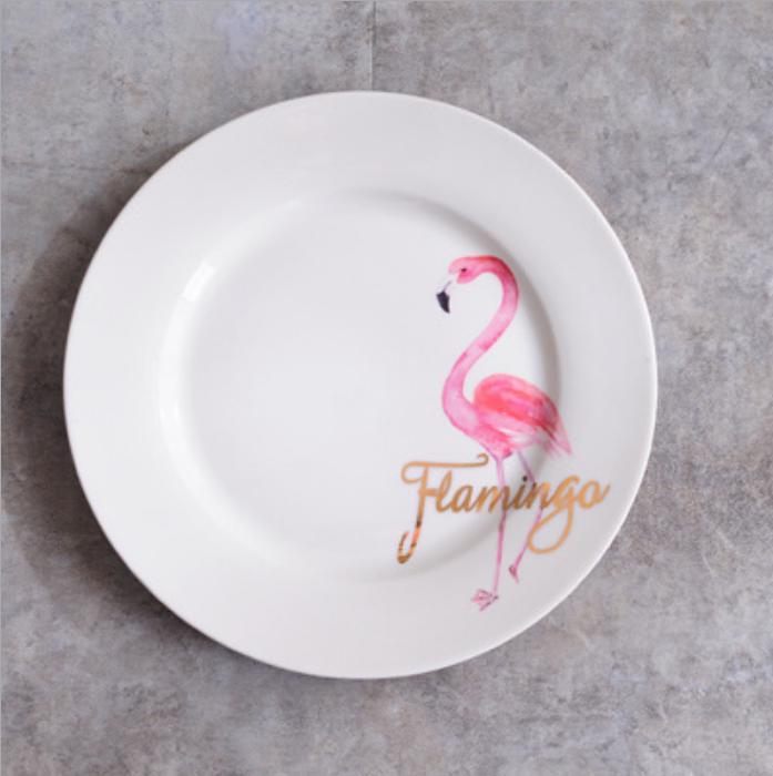 Новая креативная английская тарелка с фламинго, посуда, керамическая тарелка, тарелка для стейка, тарелка для завтрака