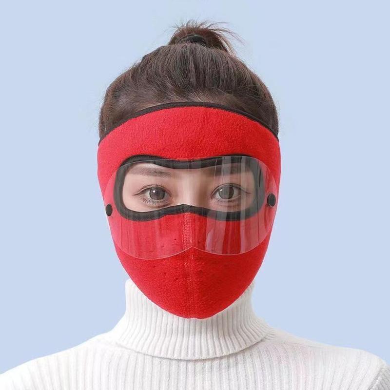 Ветрозащитная теплая маска для лица Зимняя шапка Лыжные дышащие маски Флисовые защитные шапки с очками HD Противотуманная велосипедная шапка Балаклава