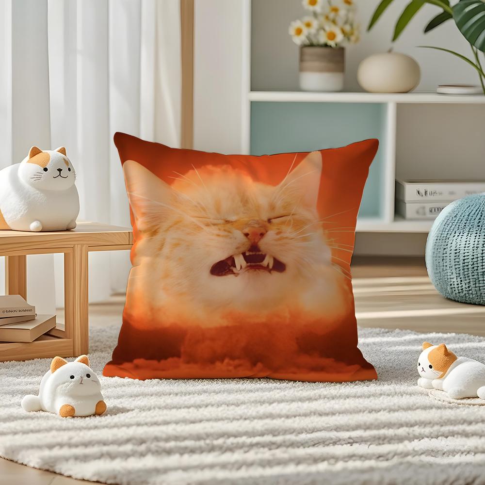 Fun Kwaii Cat Anime Pillow Case Silky elegant Comfort Sofa Bed Invisible zipper