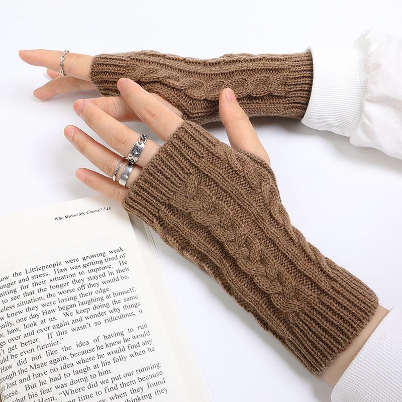 Мужские и женские шерстяные перчатки без пальцев в корейском стиле - модные короткие перчатки осень/зима
