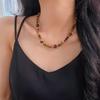 Vintage Maillard Style Natural High-Quality Tiger'S Eye Stone Gypsy Collarbone Chain Atmosphere Niche Necklace