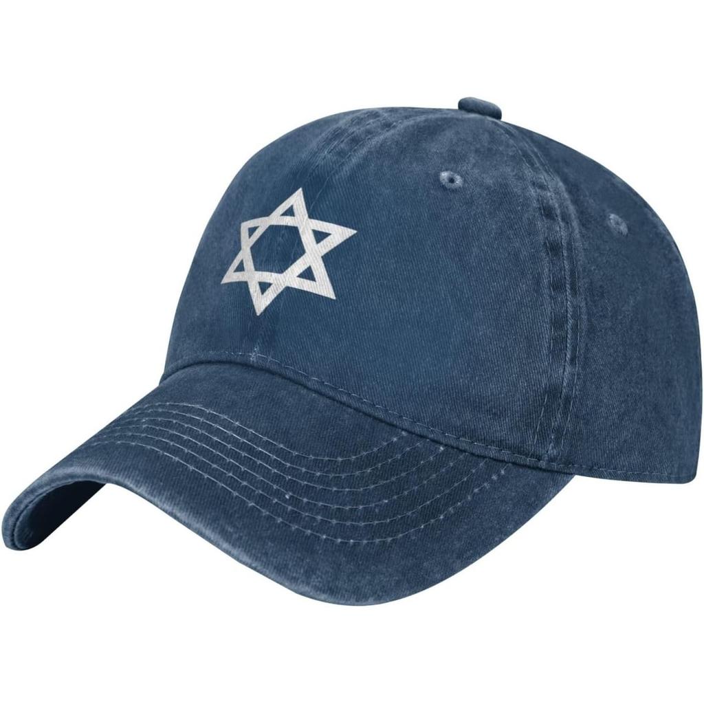 Star of David Washed Cotton Baseball Cap Casual Adjustable Sun Hat for Unisex