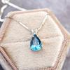 Ожерелье с подвеской London Blue Topaz Pear Teardrop из стерлингового серебра 925 пробы в подарочной коробке