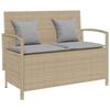 VidaXL Garden Storage Bench with Beige Cushion Woven Resin, Garden Bench, Garden Bench, Patio Bench, Bench 4104214
