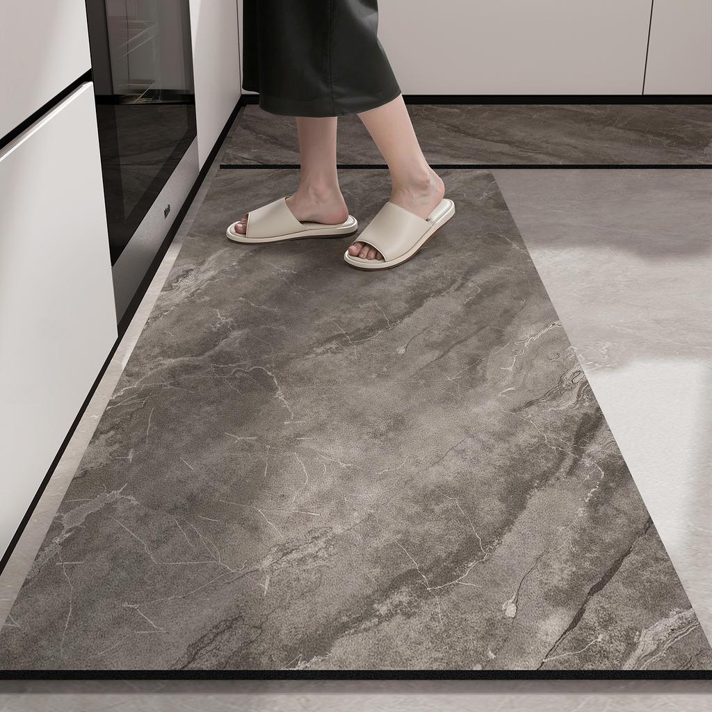 Кухонный коврик Водонепроницаемые ПВХ напольные коврики Домашний декор Ковер с мраморным принтом Нескользящий кожаный коврик Противоусталостные Alfombras De Cocina