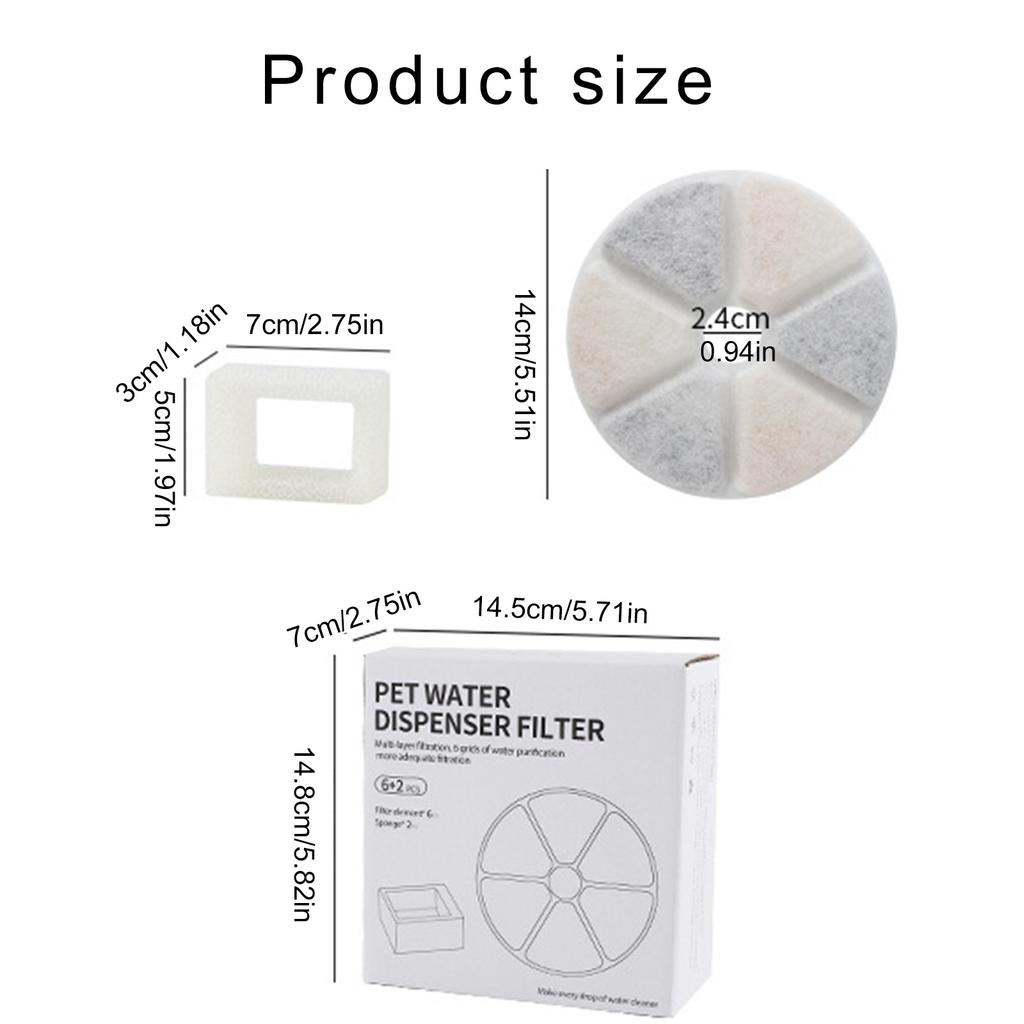 6 сменных фильтров для фонтана для домашних животных Улучшают качество воды Сохраняют воду чистой и свежей Замена фильтра