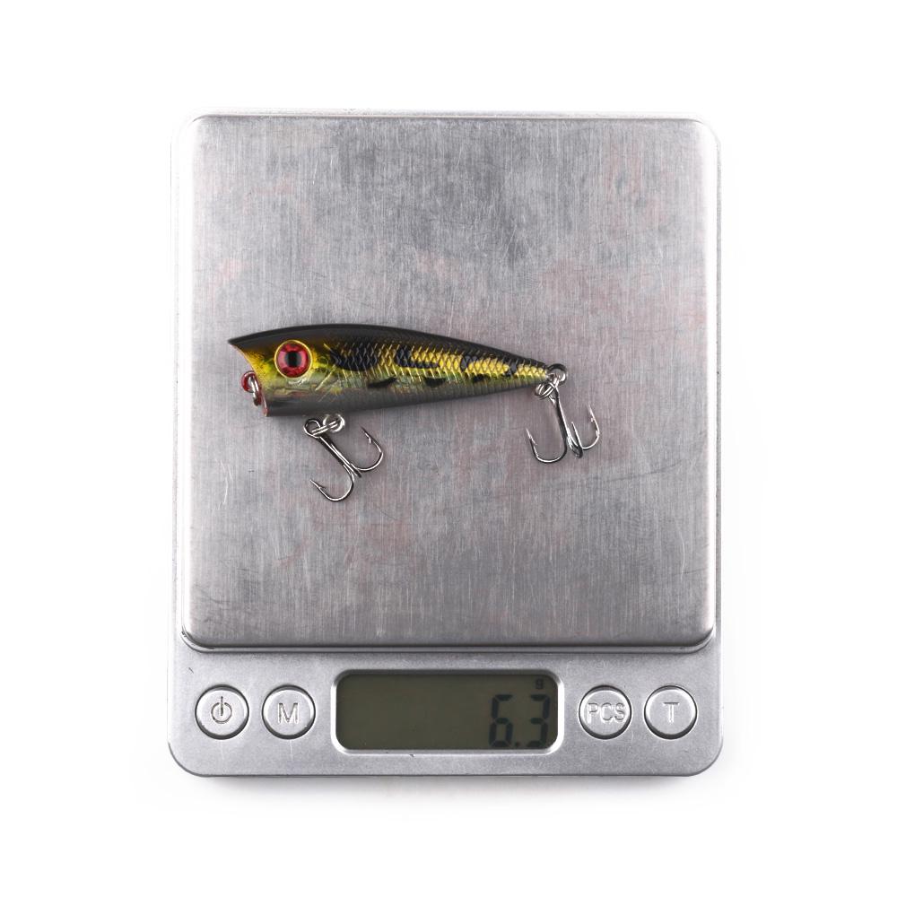 HENGJIA Бионическая рыболовная приманка с 3D глазами, 5 шт., жесткая приманка-поппер, верхняя вода, рыболовные снасти для озера и реки