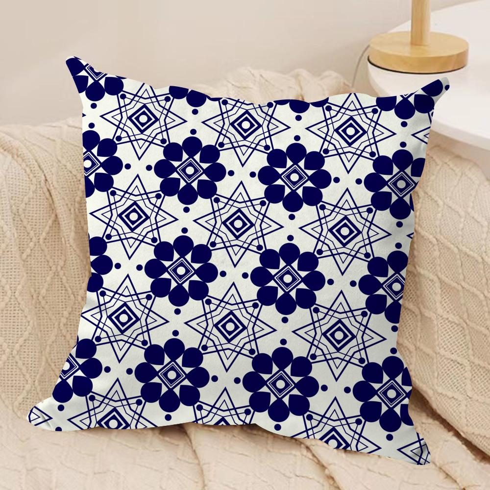 Abstract Houndstooth Pattern Cushion Cover Pillowcase Ultra Soft Skin Friendly Fabric Cloud Like Comfort Concealed Zipper
