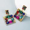 Преувеличенные геометрические квадратные серьги-подвески со стразами для женщин