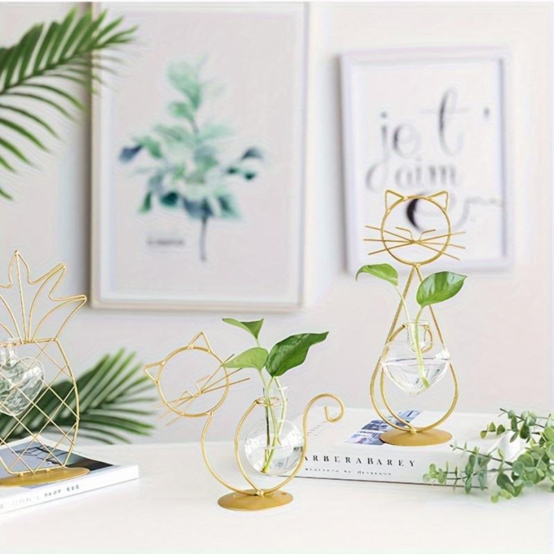 Simple cat iron flower pot hydroponic flower vase creative home living room restaurant table decoration creative ornaments