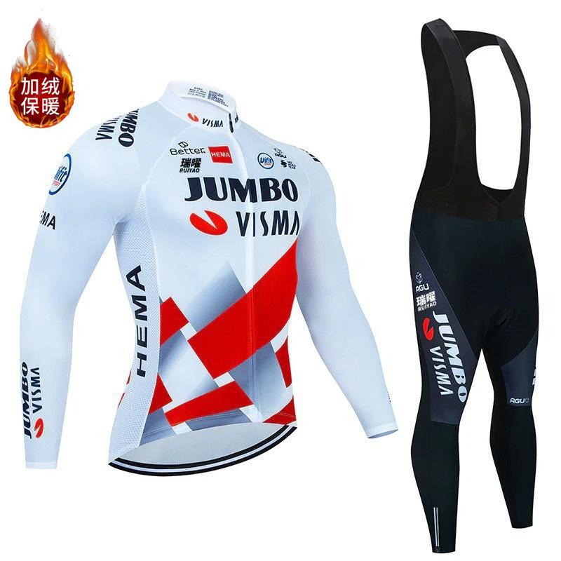 Warm Fleece-Lined Windproof Waterproof Cycling Jersey Set Mountain Bike Road Riders Winter